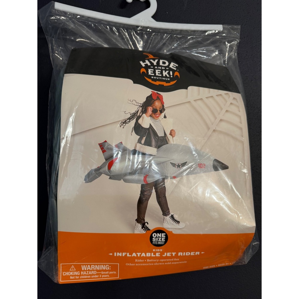 Hyde and Eek Kids Inflatable Jet Rider Costume One Size Gray Fighter Pilot NWT